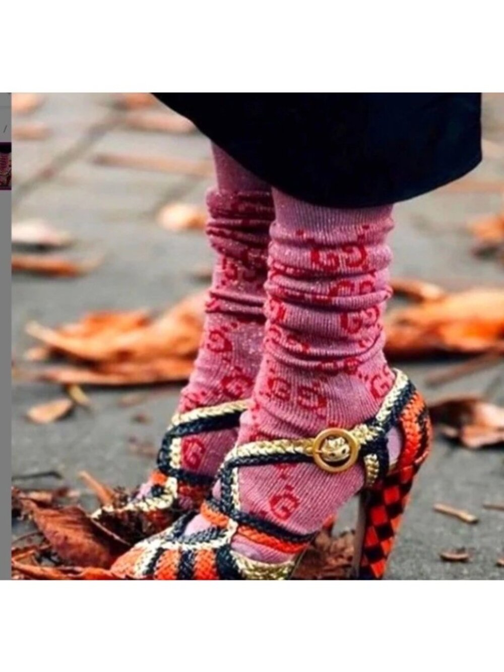 NWT Gucci GG Logo Glittery Socks Pink Women’s Size M Authentic - Picture 7 of 8